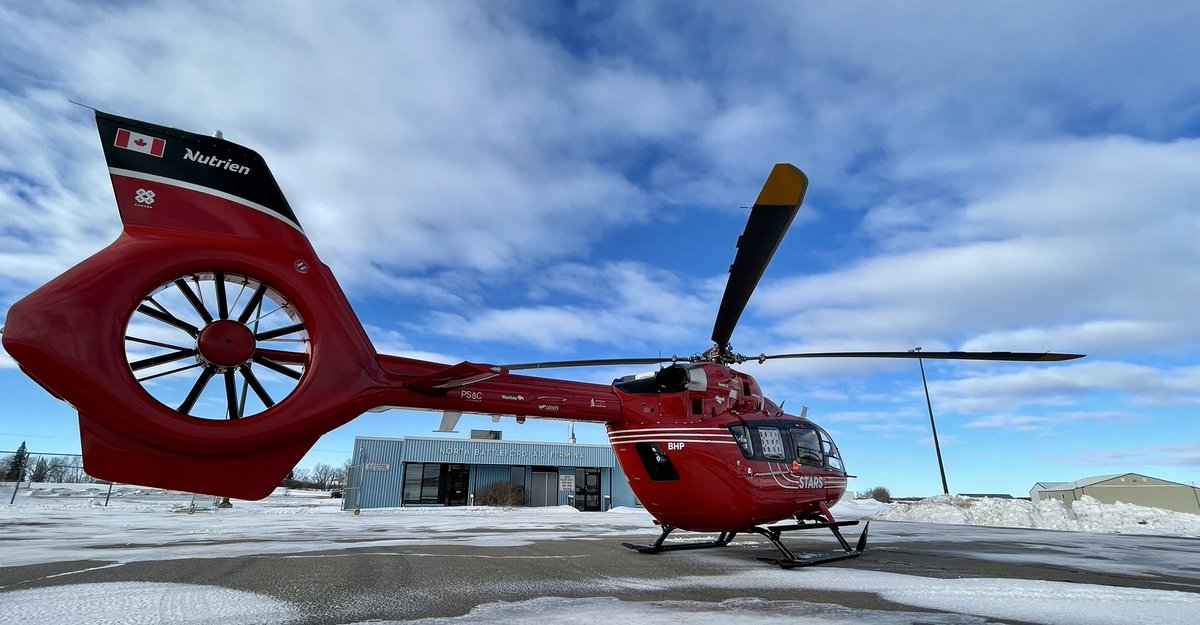 A windy afternoon on the ramp in North Battleford, Saskatchewan. #starsairambulance #Sask #hems #airbusheli #h145 🚁🏥🇨🇦