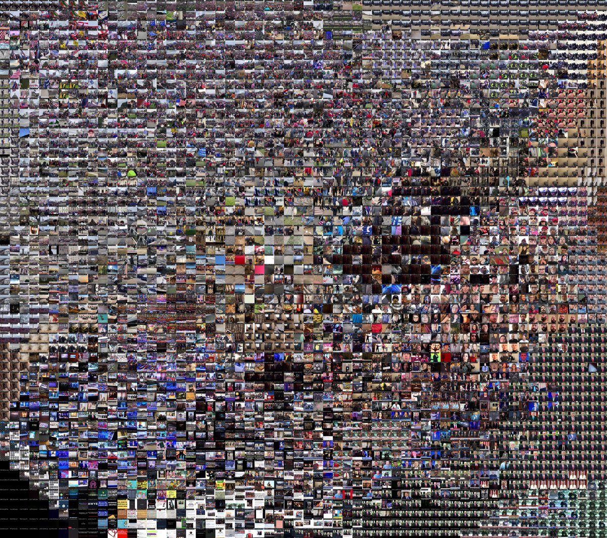 giant 9000x8000 pixel image (42MB) containing the first frame of every public video uploaded to parler from noon-8pm EST on the 6th *that was not geocoded*. the might be evidence in here that has slipped through the cracks  http://kylemcdonald.net/parler/2021-1-6-noon-to-8pm-EST.jpg