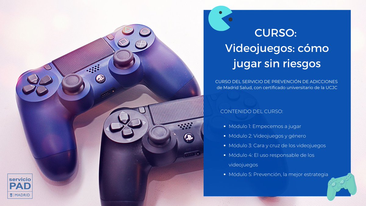 ServicioPAD's tweet photo. ATENCIÓN ⚠️⚠️⚠️

Lanzamos nuevo curso en el Aula de Formación de @ServicioPAD 👉🏽"VIDEOJUEGOS: CÓMO JUGAR SIN RIESGOS".

Gratuito, online y con certificado de la @universidadcjc 🎓

¡Apúntate! 

https://t.co/FnEX9cp4PA https://t.co/H6F433R7mi