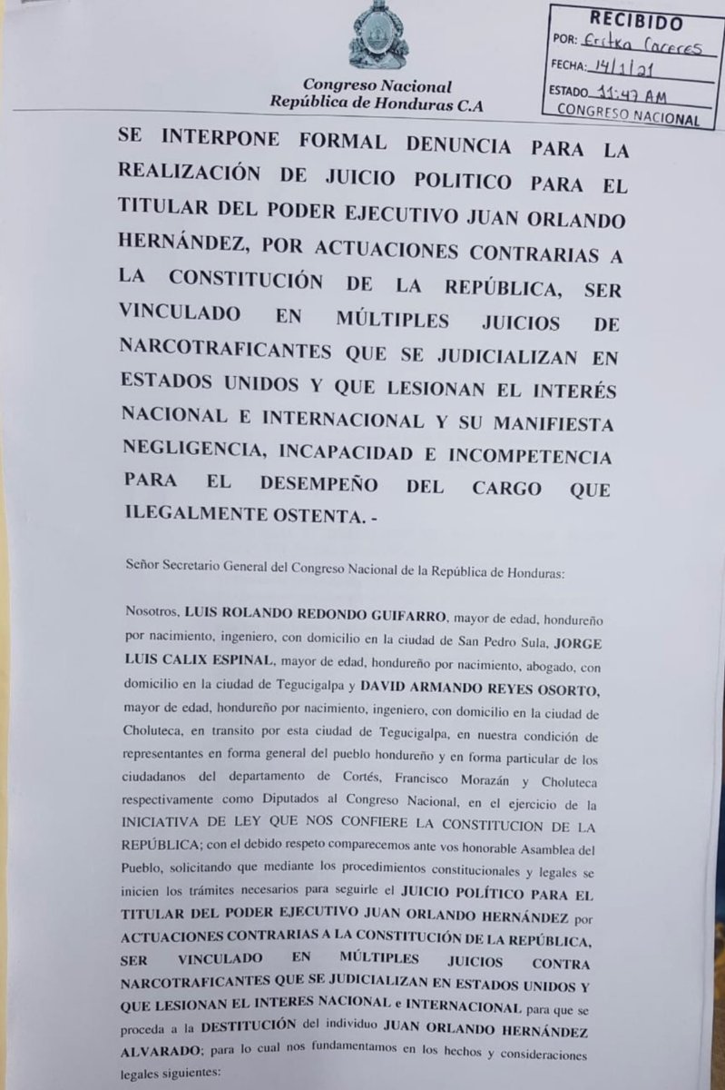 grace_ma77's tweet photo. Señores y señoras, tenemos tres diputados que solicitaron JUICIO POLÍTICO CONTRA EL NARCO JUAN ORLANDO HERNÁNDEZ! 🇭🇳 Por lo menos, ellos tienen las agallas y la honestidad para exigir justicia. Dependiendo de la actitud de los otros diputados, decida su voto. Gracias @Lredondo 🇭🇳 https://t.co/VRmiJr6px1
