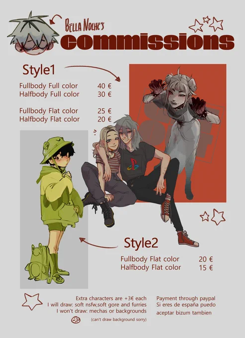 Hey Hey i'm opening commissions again yey. I may go a bit slow this time bc university but I'll try my best so you don't have to wait for too long. If you're interested pls send me a dm ? 