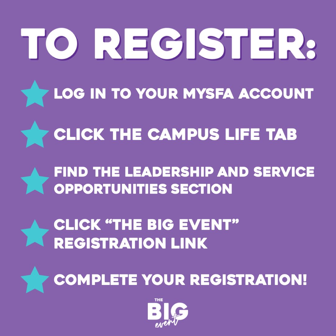 BIG news!!! Volunteer registration for the 2021 Big Event is NOW OPEN! 🥳 Check out the steps on how to register to volunteer on Nacogdoches County’s largest day of community service! 

#axeem #thebigevent #sfasu #givebacktonac #sfasuthebigevent2021