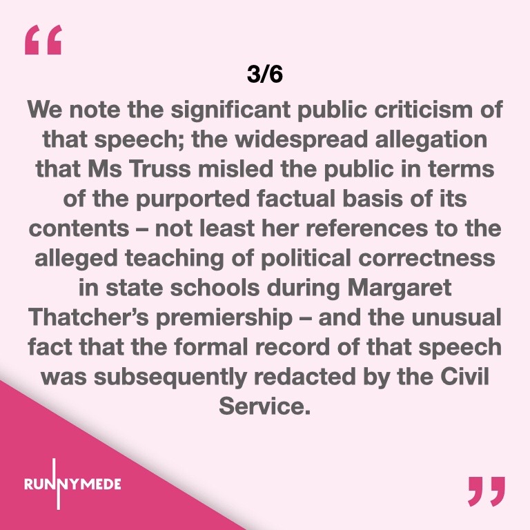 THREAD  Our statement on the comments made about the Runnymede Trust in the House of Commons yesterday... 