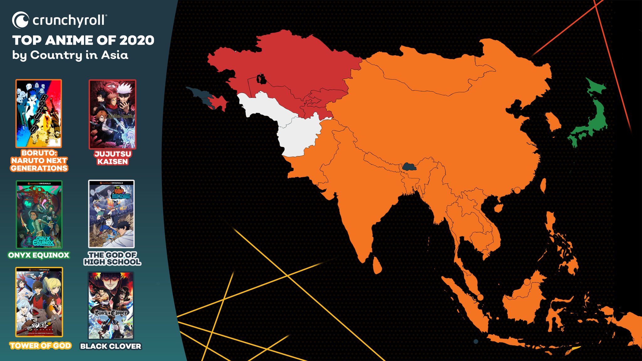 10 anime & the country they are most popular in