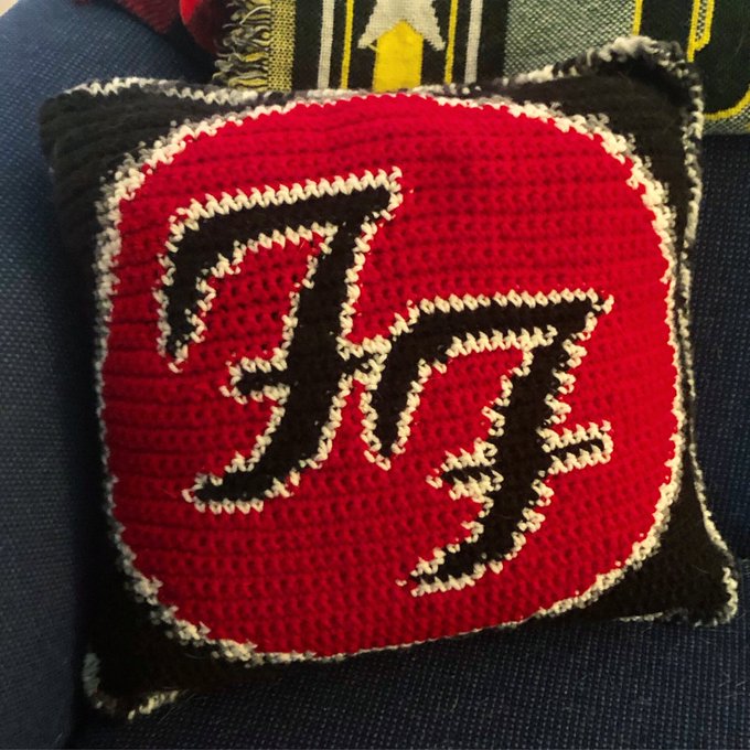 Happy birthday Dave Grohl! I made a throw pillow for your biggest fan for Christmas  