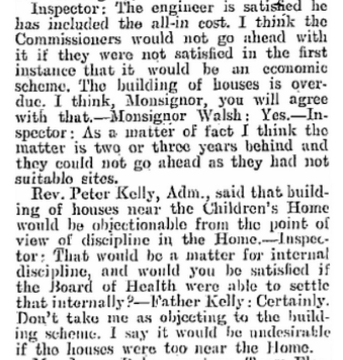 "...houses near the Children’s Home would be objectionable from the point of view of discipline in the Home." - Connacht Sentinel, (24/7/1934) Discipline in “the Home.” This is the language of a prison planner.