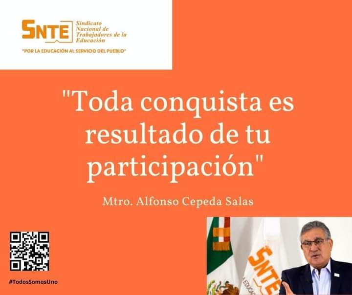 S08N03T29E's tweet photo. #TodosSomosUno 🙋🏼‍♂️🙋🏻‍♀️👩‍🏫👨‍🏫
🔶 Webinar con los Representantes de Escuela del Sindicato Nacional de Trabajadores de la Educación, presidida por el Mtro. Alfonso Cepeda Salas, Secretario General del SNTE
👉 Escanea este código QR para consultar  toda esta información en el portal SNTE. https://t.co/Uibh04DP62