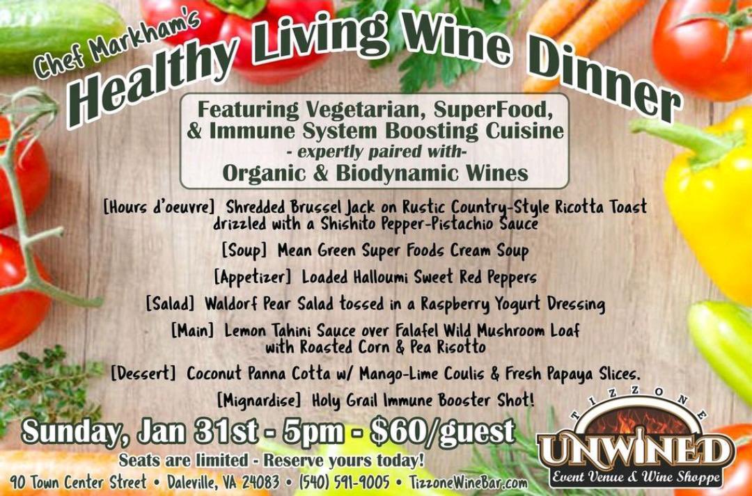 F. Brandon Linthicum (@fblinthicum) on Twitter photo Several upcoming events at <a href="/TizzoneWineBar/">Tizzone Wine Bar</a>, all available both for dine in or carry out.
First, our Healthy Living Dinner, featuring foods meant to boost your immune system paired w/ organic wines. $60 per person and you must reserve your seat (or carry out) 24 hours in advance Several upcoming events at <a href="/TizzoneWineBar/">Tizzone Wine Bar</a>, all available both for dine in or carry out.
First, our Healthy Living Dinner, featuring foods meant to boost your immune system paired w/ organic wines. $60 per person and you must reserve your seat (or carry out) 24 hours in advance