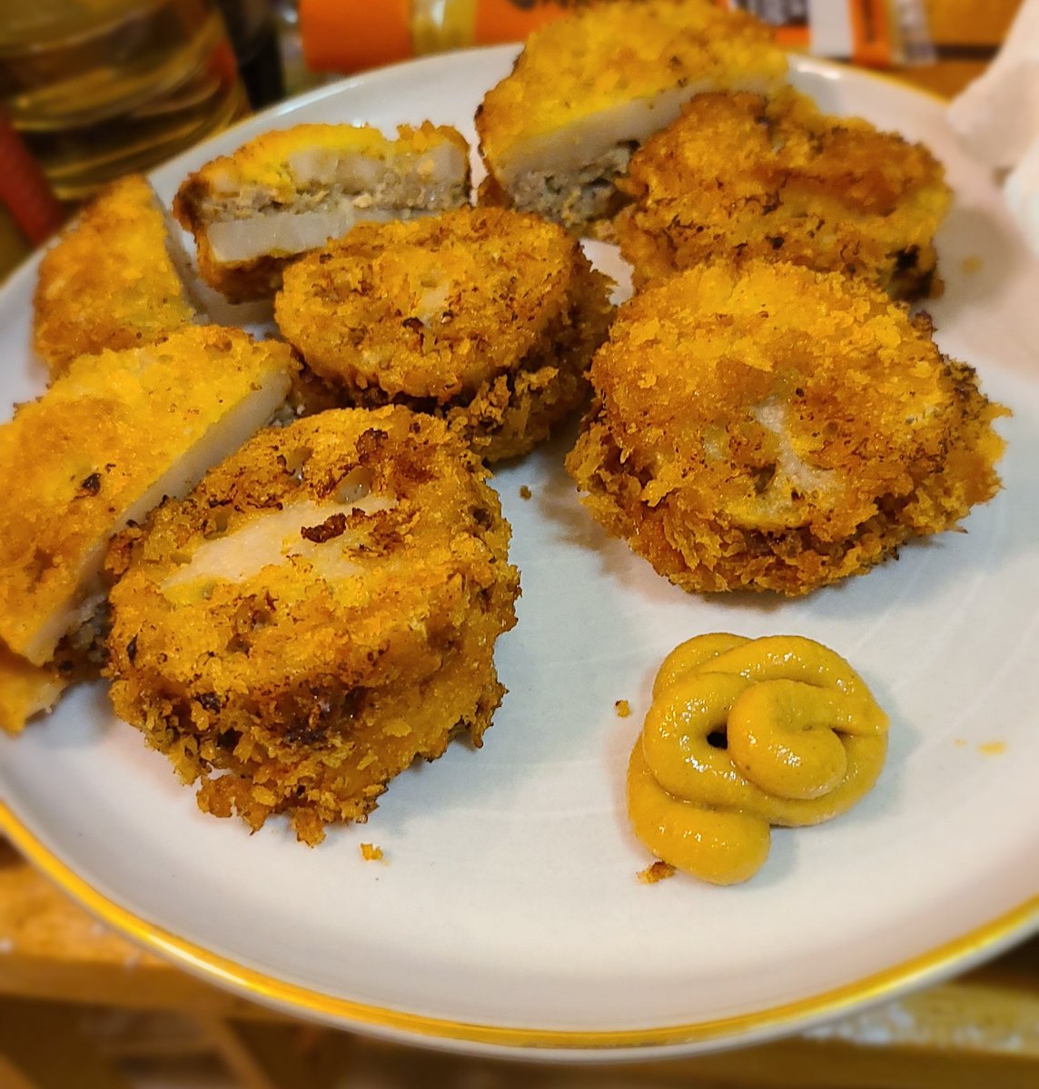 with hot mustard for dipping