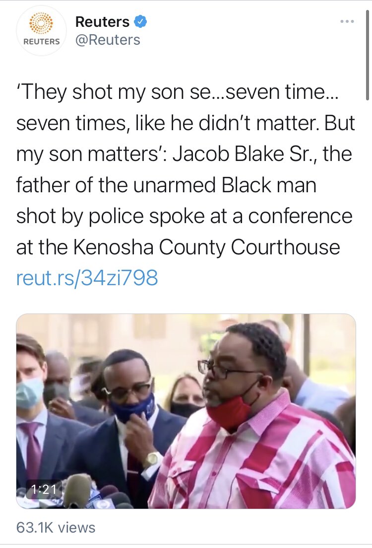 The actual reporting on this was actually better than I think a lot of conservatives realize - lots of outlets couched their coverage by saying that it had been reported that Blake was unarmed.  @Reuters didn’t.