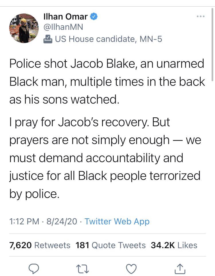 That’s particularly important when you’re going to make sweeping claims about the police based on an incident you don’t understand, something  @IlhanMN does. Her city, Minneapolis, has paid a high price for the riots (and policies) this narrative helped fuel.