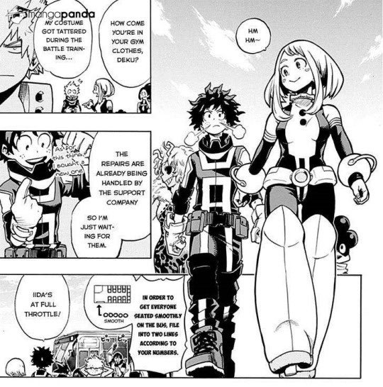 again and again scenes where bakugo secretly pays attention to izuku and ochaco discussions              why this expression on his face ??? as if it annoyed him