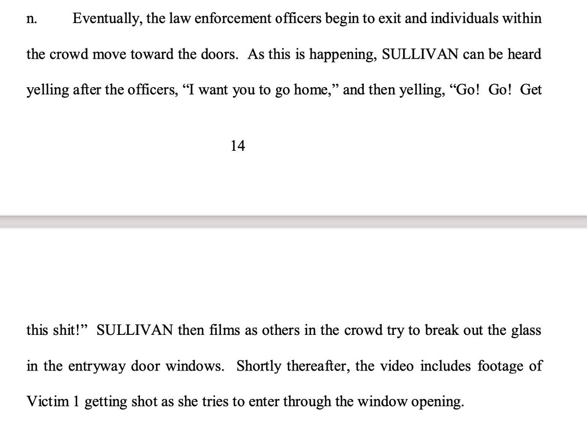 Sullivan allegedly took the video of Ashli Babbitt getting shot, right around the time he continues to threaten police officers.