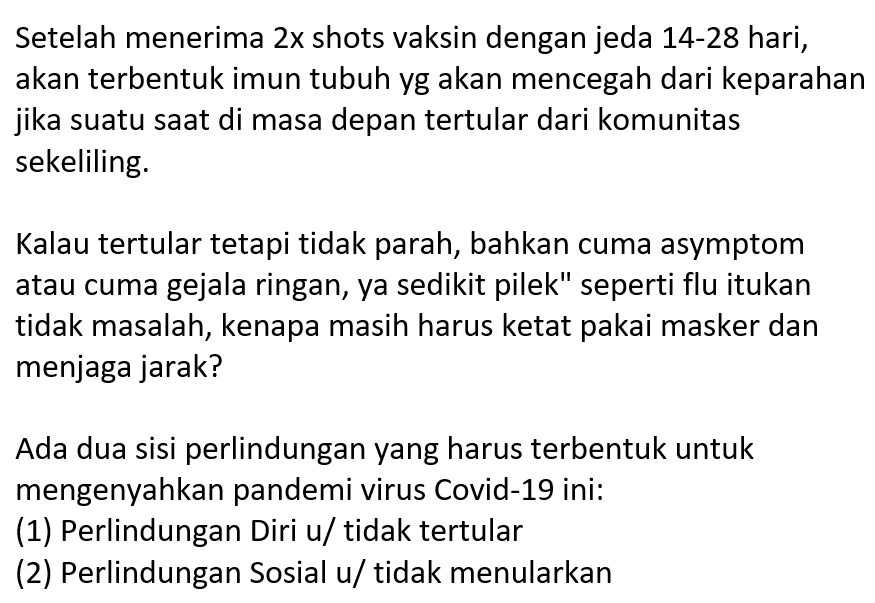 mharisman's tweet photo. Kenapa harus tetap masking &amp; distancing dan terus ke depannya hingga pandemi terkendali, padahal sdh mendapatkan 2x suntikan vaksin?

Kalau memang menutupi hidung dan mulut diperlukan u/ survival umat manusia, kenapa dlm evolusi jutaan tahun tdk terbentuk bagian tsb?

Jawaban: 😡 https://t.co/9BO9f8YDzv