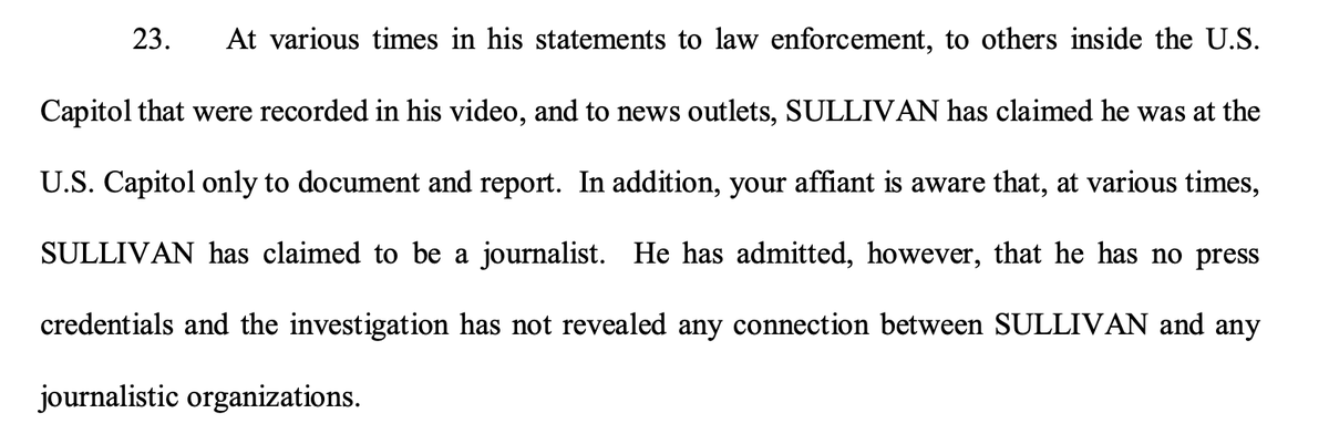 Journalist and violent extremist are very different jobs, as the FBI is keenly aware. This man may be the key to the propaganda conspiracy intended to cover the coup with a narrative that "Antifa" was really the malefactors.But it looks to be the same people.</>