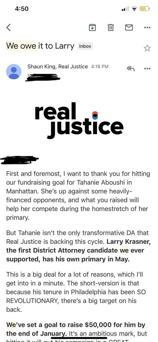 There’s revolutionary work being done in Philly to free people from jail and end the use of cash bail.  @shaunking, you are actively undermining these efforts by demanding we support  @DA_LarryKrasner without holding him accountable for the promises he has yet to keep.