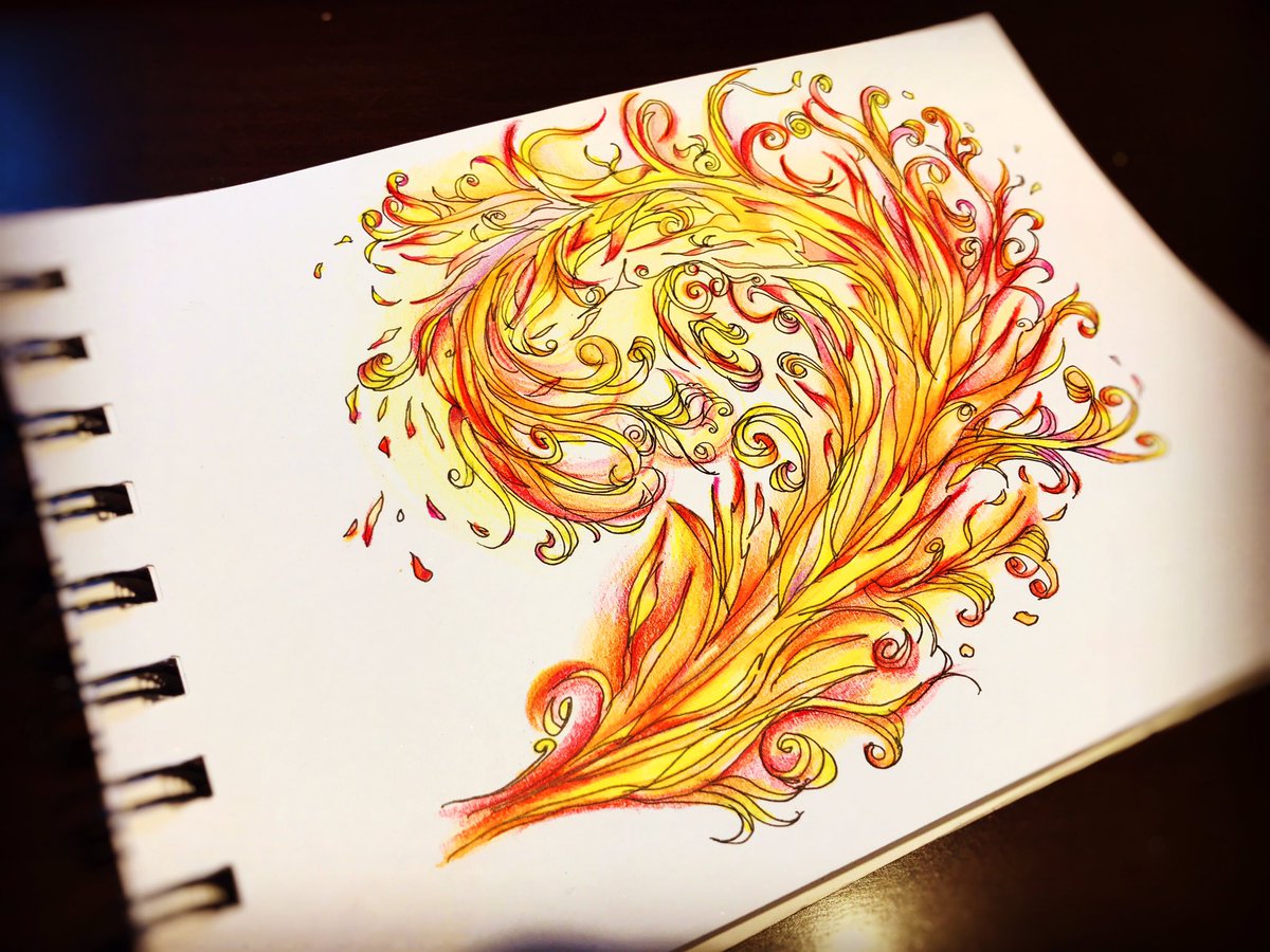 Suzu Yulia 水に続き 炎の技もイメージして描いてみた 難しいけど楽しい 水のイラスト 炎のイラスト 色鉛筆 ボールペン 鬼滅の刃イメージ