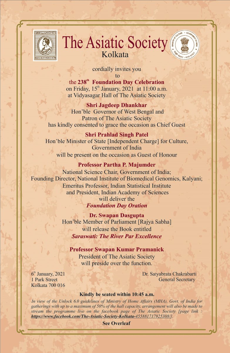 IITGN Earth Sciences (@esiitgn) on Twitter photo Saraswati: The river par excellence
Contributions by Dr. Ajit Singh <a href="/singh_etal/">Ajit Singh || अजीत सिंह ||</a> and Prof Michel Danino of <a href="/iitgn/">IIT Gandhinagar</a>
Book release on 238th Foundation Day of THE ASIATIC SOCIETY, KOLKATA by <a href="/swapna55/">swapna</a> (Hon'ble MP, Rajya Sabha) @Asiatic_Kol
Follow live streaming
facebook.com/The-Asiatic-So… Saraswati: The river par excellence
Contributions by Dr. Ajit Singh <a href="/singh_etal/">Ajit Singh || अजीत सिंह ||</a> and Prof Michel Danino of <a href="/iitgn/">IIT Gandhinagar</a>
Book release on 238th Foundation Day of THE ASIATIC SOCIETY, KOLKATA by <a href="/swapna55/">swapna</a> (Hon'ble MP, Rajya Sabha) @Asiatic_Kol
Follow live streaming
facebook.com/The-Asiatic-So…