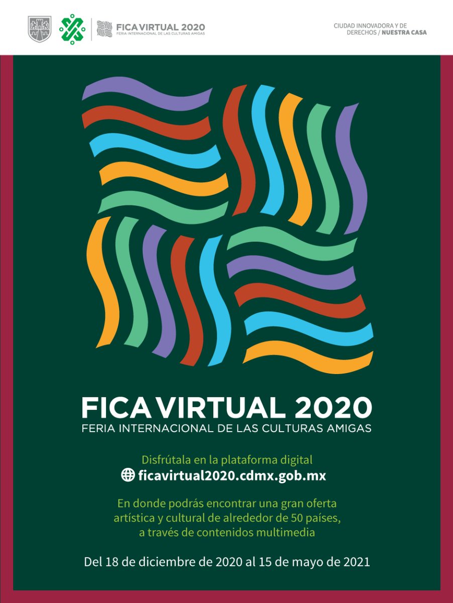 La Feria Internacional de las <a href="/CulturasAmigas/">Culturas Amigas</a> es una ventana a la cultura, al arte y a la gastronomía de más de 50 países. Recorre el mundo sin salir de casa en 🌎🧑🏾‍💻🌍 ficavirtual2020.cdmx.gob.mx

#CapitalIberoamericanaDeLasCulturas #QuédateEnCasa