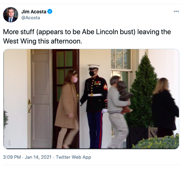 JPHilllllll's tweet photo. Wait are Trump people just taking stuff from the White House? https://t.co/dkNApmIgj7