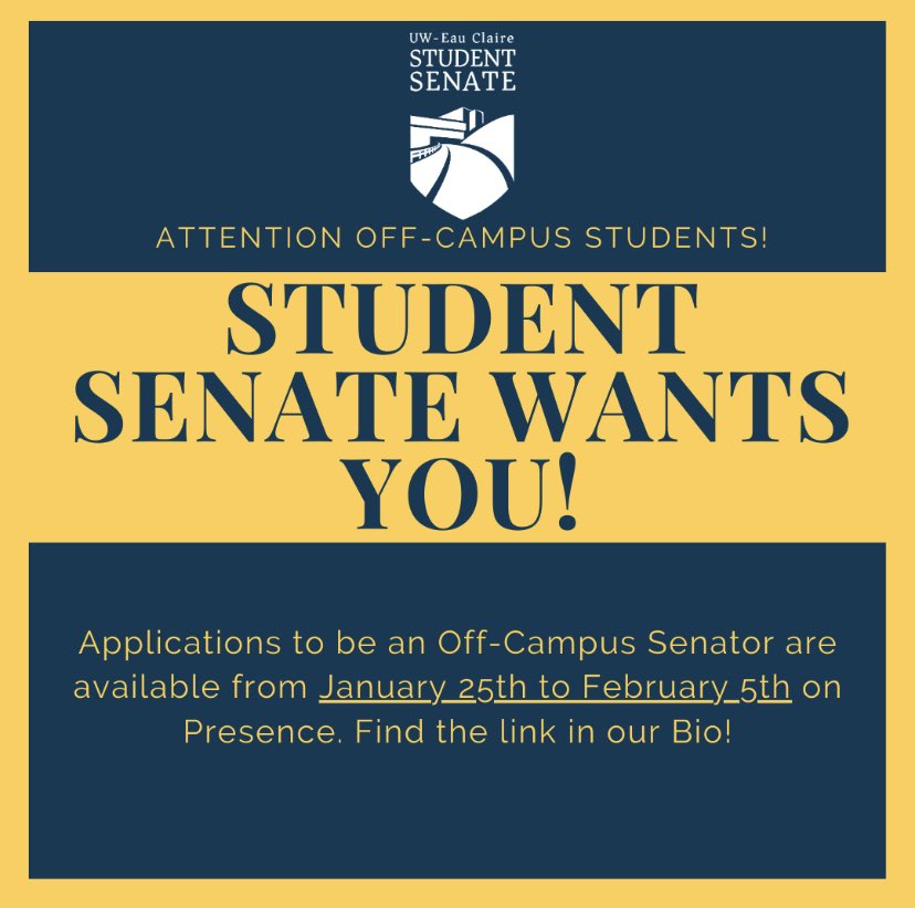 Are you an Off-Campus student interested in joining Student Senate? Here’s your chance!