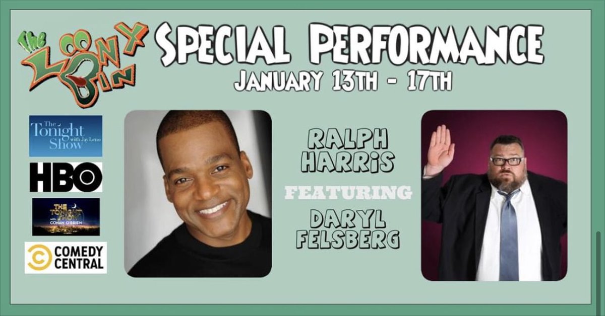 January 13th - 17th: Don’t miss out on our Special Performance starring Ralph Harris headlining, Daryl Felsberg featuring, and Alvin Newsome hosting! 

#okc #oklahomacity #okcevents #comedy #comedyclub #comedians #standupcomedy #standupcomedians