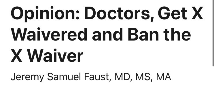 SCOOP: HHS to get rid of the “X” waiver that limited which doctors could prescribe buprenorphine for opioid addiction.Physicians have clamored for this as opioid epidemic worsened.  https://subscriber.politicopro.com/health-care/whiteboard/2021/01/hhs-to-let-more-doctors-prescribe-opioid-addiction-drug-3986364