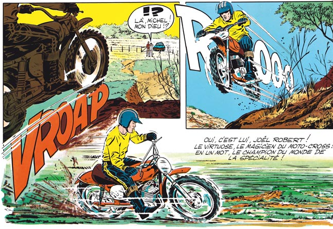 YvesRouyet's tweet photo. Quand Joël Robert rencontrait Michel Vaillant...
("Rodéo sur 2 roues", Jean Graton) #RIP #JoelRobert
#Motocross #bd #michelvaillant #BandeDessinée https://t.co/75ilQiw7tA