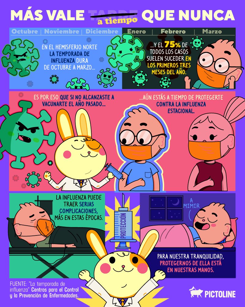 Más vale t̶a̶r̶d̶e̶ a tiempo que nunca ⏳☝️ 
Todavía puedes vacunarte y protegerte contra la influenza 💉