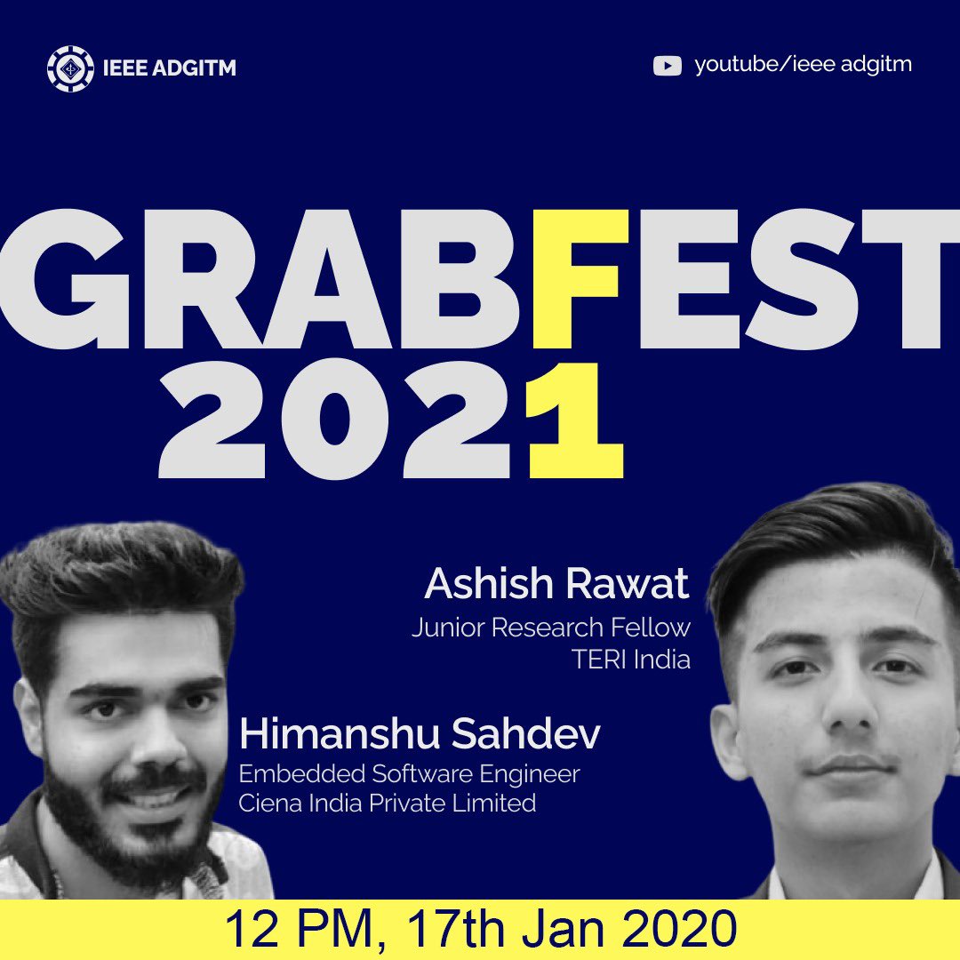 IeeeAdgitm's tweet image. IEEE ADGITM is organizing an introductory meet for all the freshers! 
Date: 17th January, 2021
Time: 12:00 PM-1:00 PM
Platform: Google meet(Online)
Speakers: Mr. Himanshu Sahdev & Mr. Ashish Rawat
Register here: forms.gle/J6m2ocZrMRDRHV…
