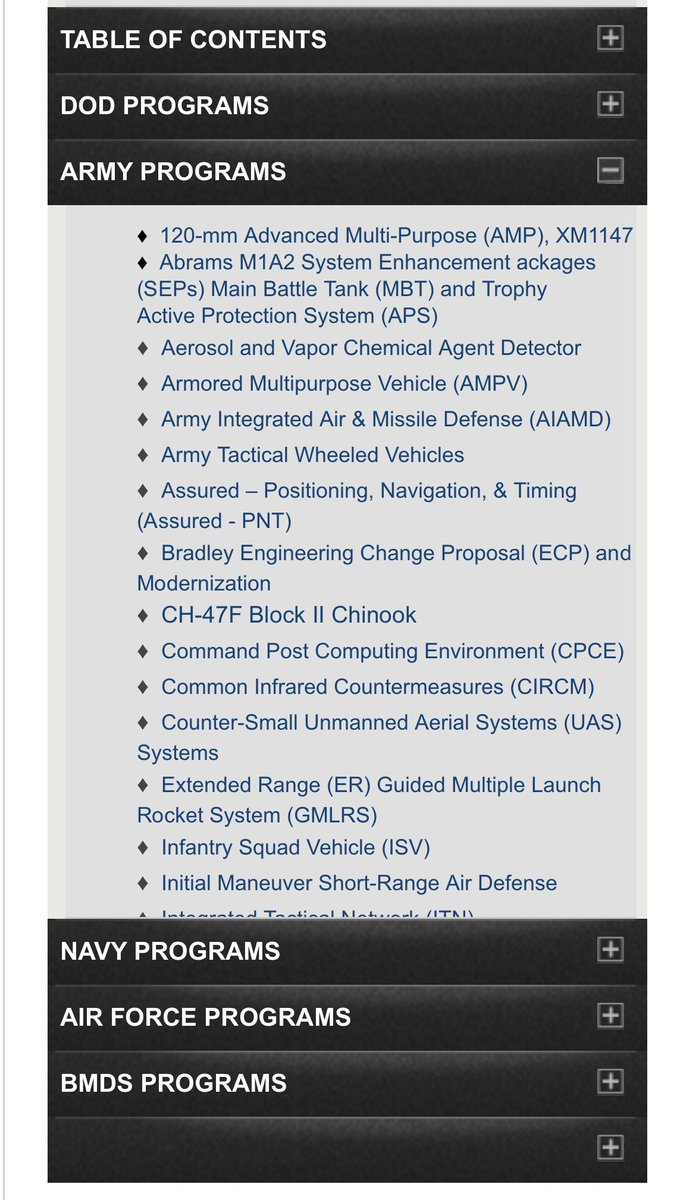 For Army, the Abrams & Bradley engineering change & upgrade programs, which include APS elements, have a broader interest, as does the Assured Positioning, Navigation, & Timing (think improved SAASM GPS).