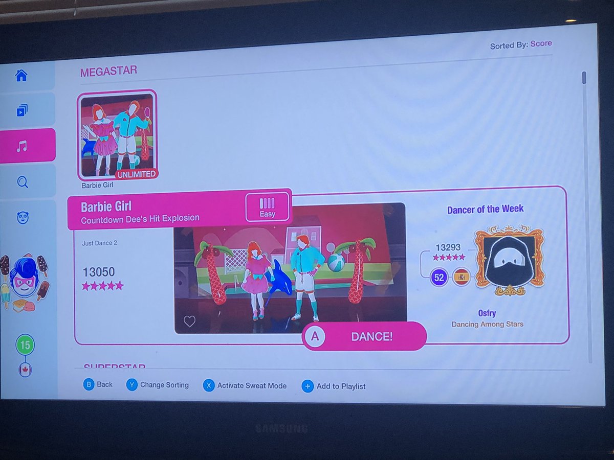 myreadingisodd's tweet photo. It’s official. I am old. I scored megastar on my first try of Barbie Girl. 240 points away from the top score 😂😂😂 this has NOTHING to do with the fact that I learned a routine for this in grade 4... NOTHING. #justmillenialthings #im32 https://t.co/OzfmcZ0DQh