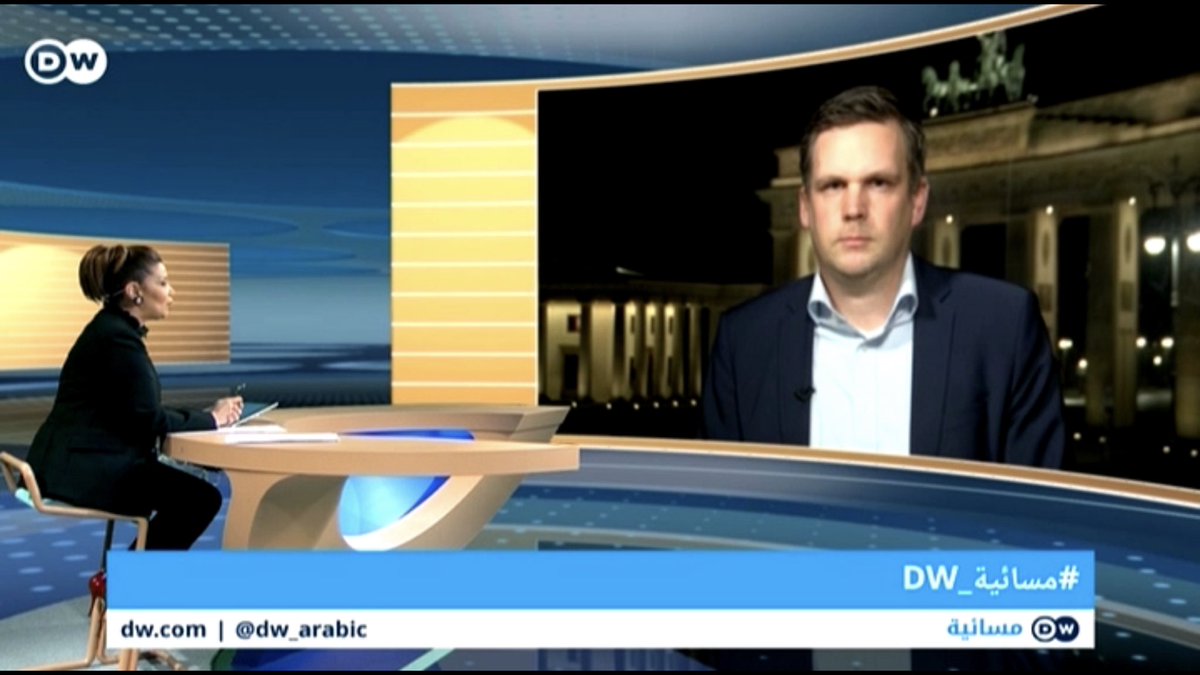 IHABerlin's tweet photo. 🎥 Live from Berlin: This evening #editor @JanDHildebrand was is our #tvstudio for @dw_arabic Jan talked about the current economic situation in Germany. Jan favourite band: #BadReligion 🎸 Jan is working as an editor for #Handelsblatt . https://t.co/Zg5LRSKkwu