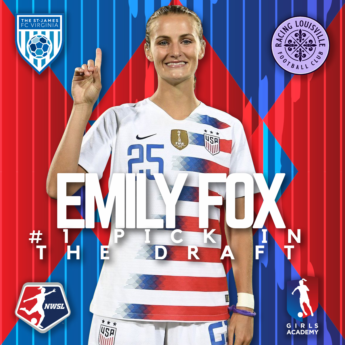 GAcademyLeague's tweet image. Amazing to see players reach the pro ranks and it's important to reflect on who helped guide them on their journey. Congratulations to @TSJ_FCVirginia and alumni Emily Fox on her #1 Draft Pick by Racing Louisville in the @NWSL last night. #Congrats #ProPathway #ClubtoPro