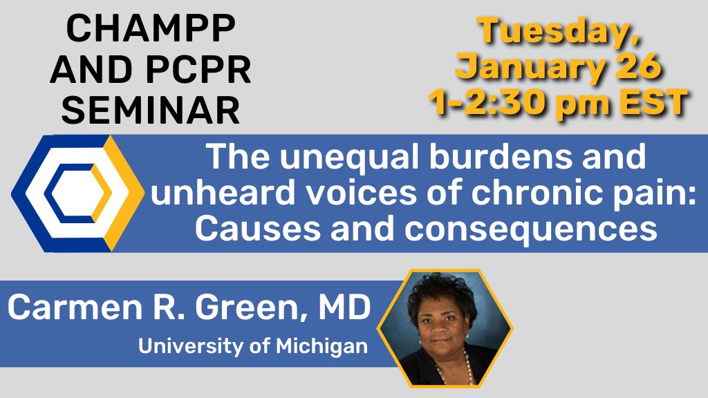 Join us for our special launch event co-hosted with @PCPRpgh on January 26th! We are thrilled to have guest speaker Dr. Carmen Green! @JessicaMerlinMD @hwbulls @Leshausmann @drjonassaint @PainDrBen @LauraEllenMSW @MLPacella Contact krc115@pitt.edu to register