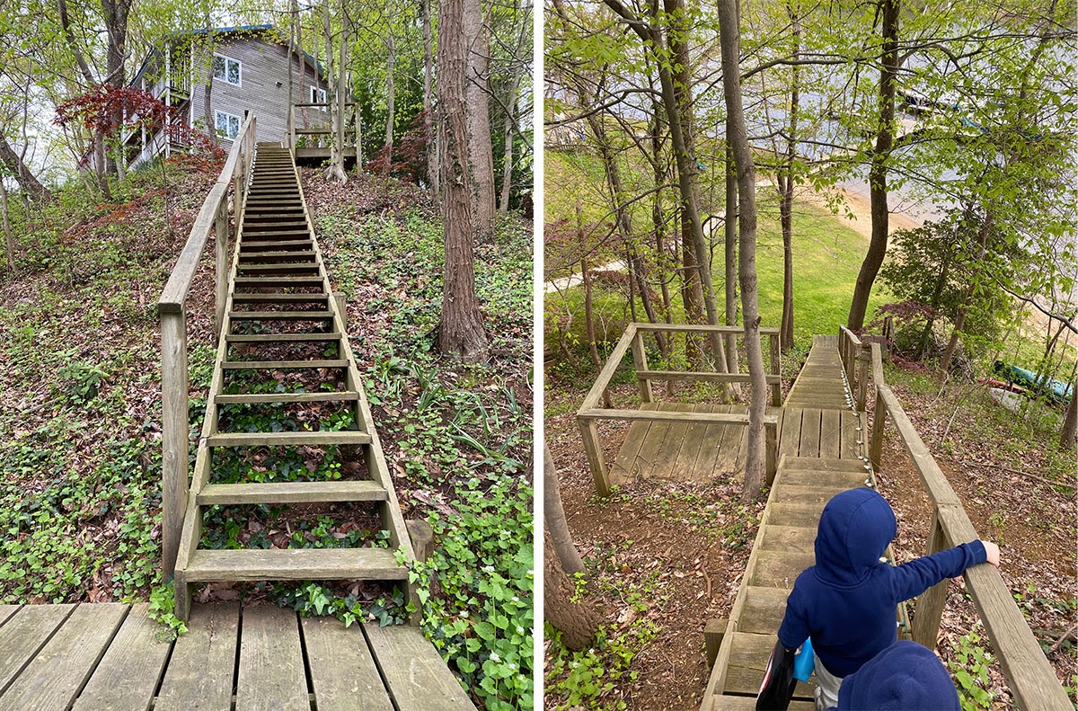 As I was reminded recently when resisting the urge (with my wife’s help) to carry our kids up a sketchy staircase (see photo) I know at a personal level that free range parenting can be hard! 14/15