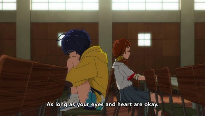 Kurumi later states that Ai has nothing to worry about because the bullies won't harm her and that she is immortal.That is actually true only because her mind believes "pretending not to see" is the correct thing to do.Kurumi tries to make Ai understand the conditions of heart-