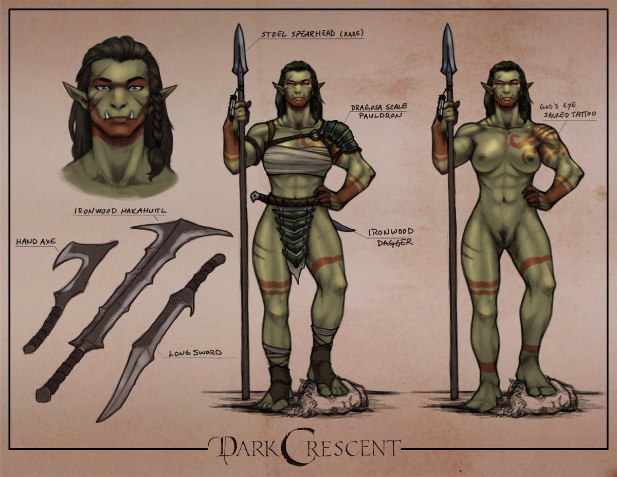 Ok <a href="/JanRockArt/">JanRock</a> got me off my ass and I put together a sheet for a Pyramid Orc character. This is for my #worldbuilding project. Orcs are renamed to Uruk in this setting.
