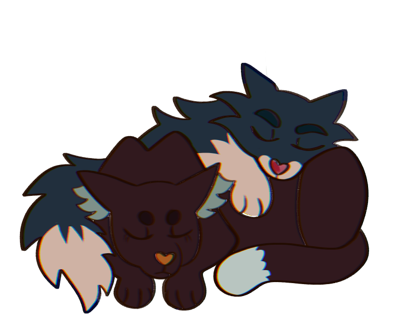 PistachioMagic's tweet photo. ravenpaw and barley napping 

took a break from a commission to do this cause i could barley focus https://t.co/KVsCCCyOku