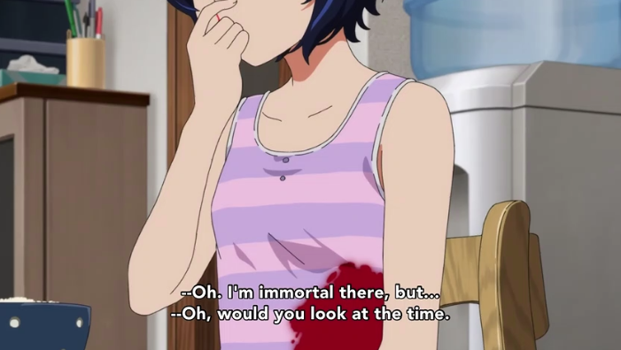 Now then, why did Ai receive an injury despite being Immortal?Answer: She wasn't.Her mind was convinced that she were due to the rules of the Dream that she was part of, the rules stated that "Pretending not to see" is true and is right but by confronting it she became fragile-