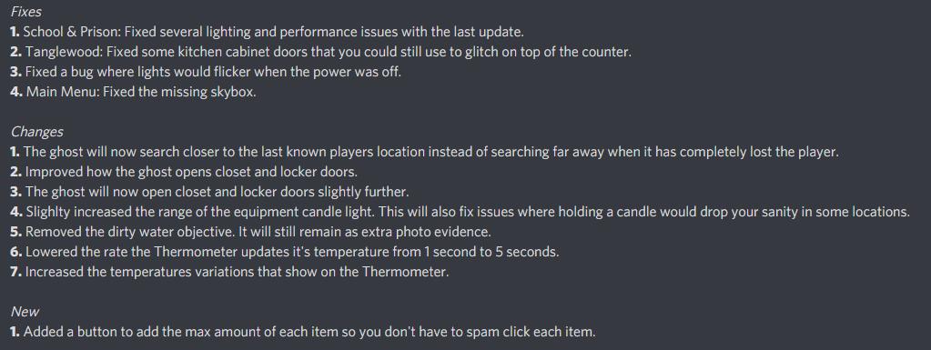 Another update for the beta build. #Phasmophobia