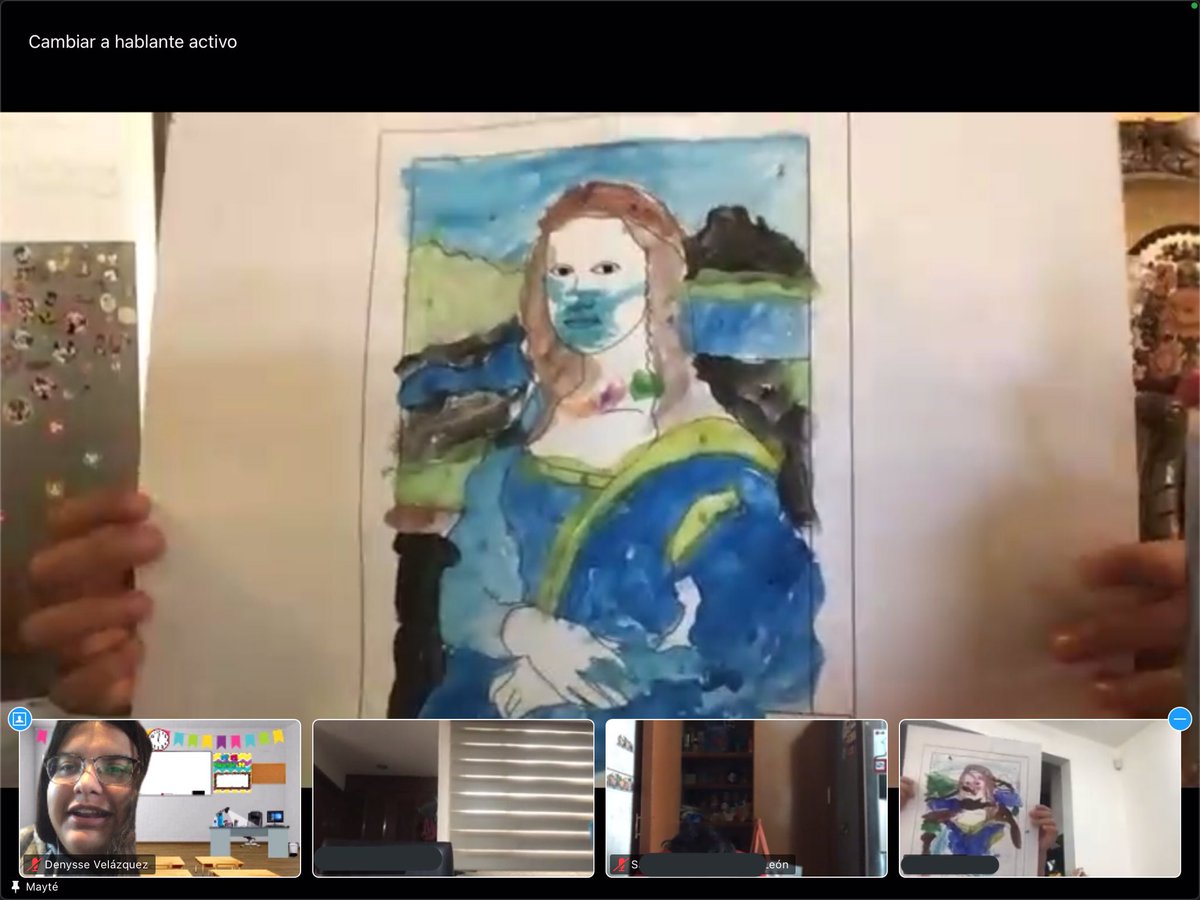 DenysseIMI's tweet photo. Who’s the Mona Lisa? Make your own masterpiece! Haha great artists in K2 🎨 Have you seen the Mona Lisa wear glasses or mask? @MexicoIngles @AppleEDU @Knotion #learningfromhome #AppleTeacher #AppleDistinguishedSchools #monalisa https://t.co/xLomlZOlgq