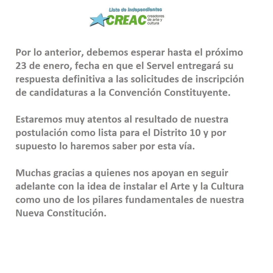 creacchile's tweet photo. Hoy, el Servicio Electoral permitiría resolver eventuales falencias en la información entregada por las candidaturas inscritas el 11/01. Sin embargo, esas facilidades resultaron ser sólo para los pactos de partidos políticos.

Pueden leer la información completa en las imágenes. https://t.co/0xAhNQW3Fh