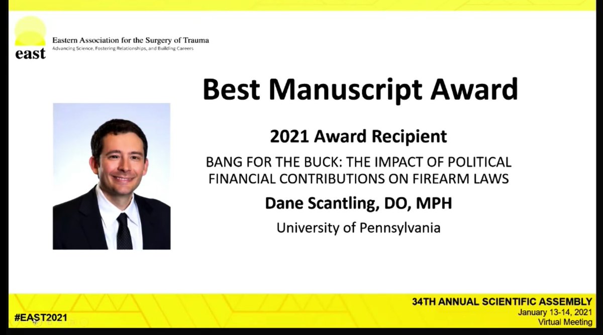 Mark Seamon (@markseamonmd) on Twitter photo Wow. Just wow. How lucky am I to work with these <a href="/pennsurgery/">PennSurgery</a> <a href="/UPennTrauma/">UPenn Trauma</a> all-star fellows every single day??
Incredible, well deserved recognition to you both!!
<a href="/DctrJByrne/">James Byrne MD PhD</a> <a href="/Dane_Scantling/">Dane Scantling</a>
<a href="/EAST_TRAUMA/">EAST</a> #EAST2021 Wow. Just wow. How lucky am I to work with these <a href="/pennsurgery/">PennSurgery</a> <a href="/UPennTrauma/">UPenn Trauma</a> all-star fellows every single day??
Incredible, well deserved recognition to you both!!
<a href="/DctrJByrne/">James Byrne MD PhD</a> <a href="/Dane_Scantling/">Dane Scantling</a>
<a href="/EAST_TRAUMA/">EAST</a> #EAST2021