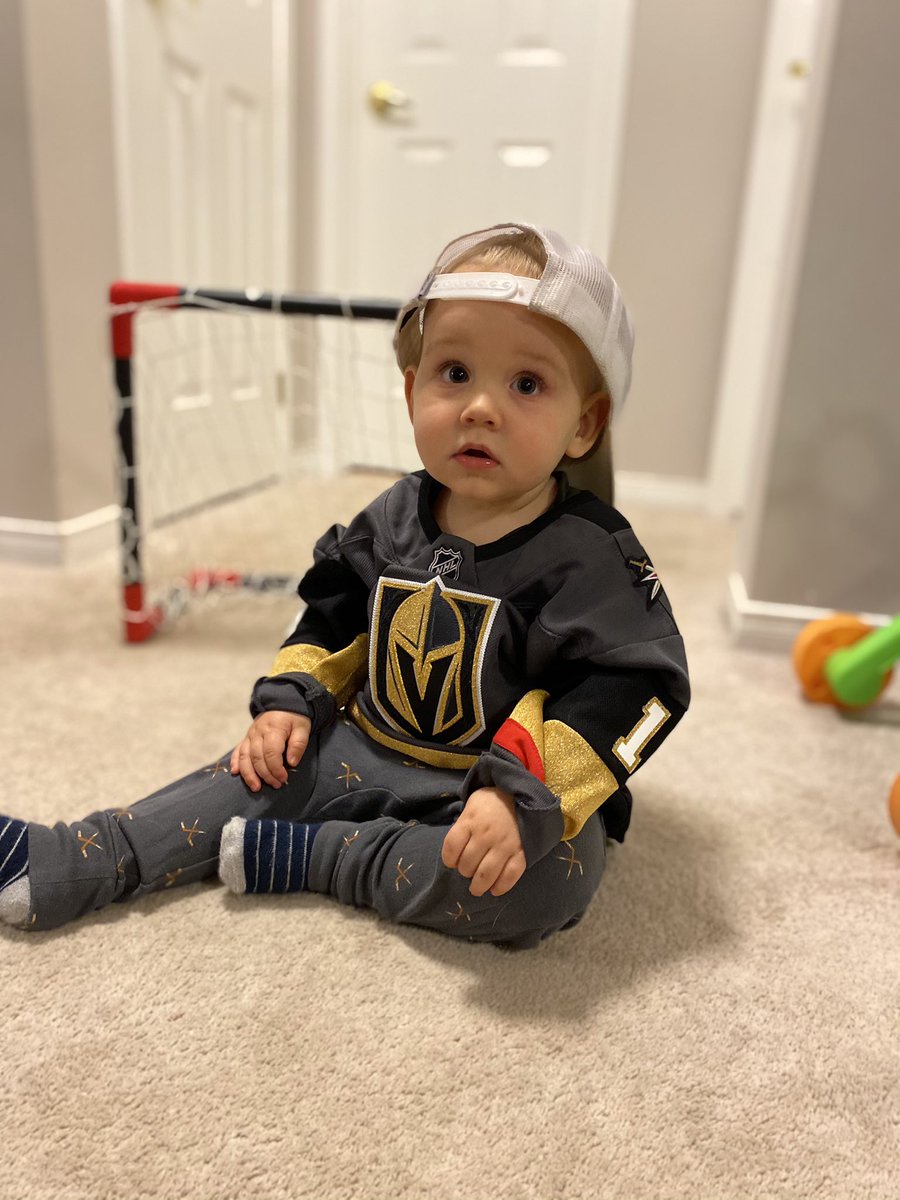 Greschuk29's tweet photo. Blake wants to wish the @GoldenKnights &amp; @RosatiMike good luck in their opener tonight! Thanks for the new jersey Uncle Rosy!! https://t.co/4aO8wSCf3B