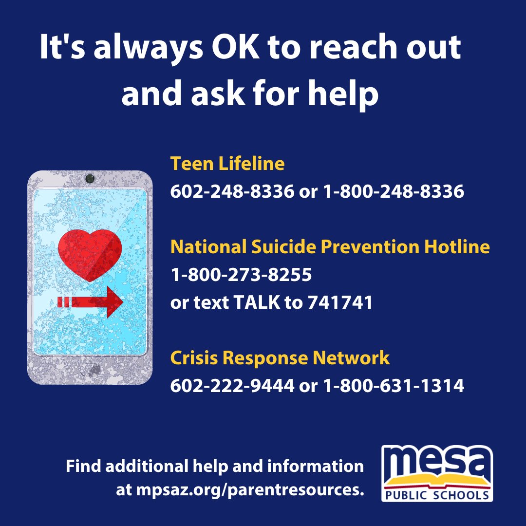 mpsaz's tweet photo. If you or someone you know is struggling with anxiety, depression, suicidal thoughts or other mental health concerns, please reach out and ask for help. Call the numbers below or visit https://t.co/3mn1LAMdVo. It's always ok to ask for help.
Please retweet to help save a life. ♥️ https://t.co/MLaeDLIQSR