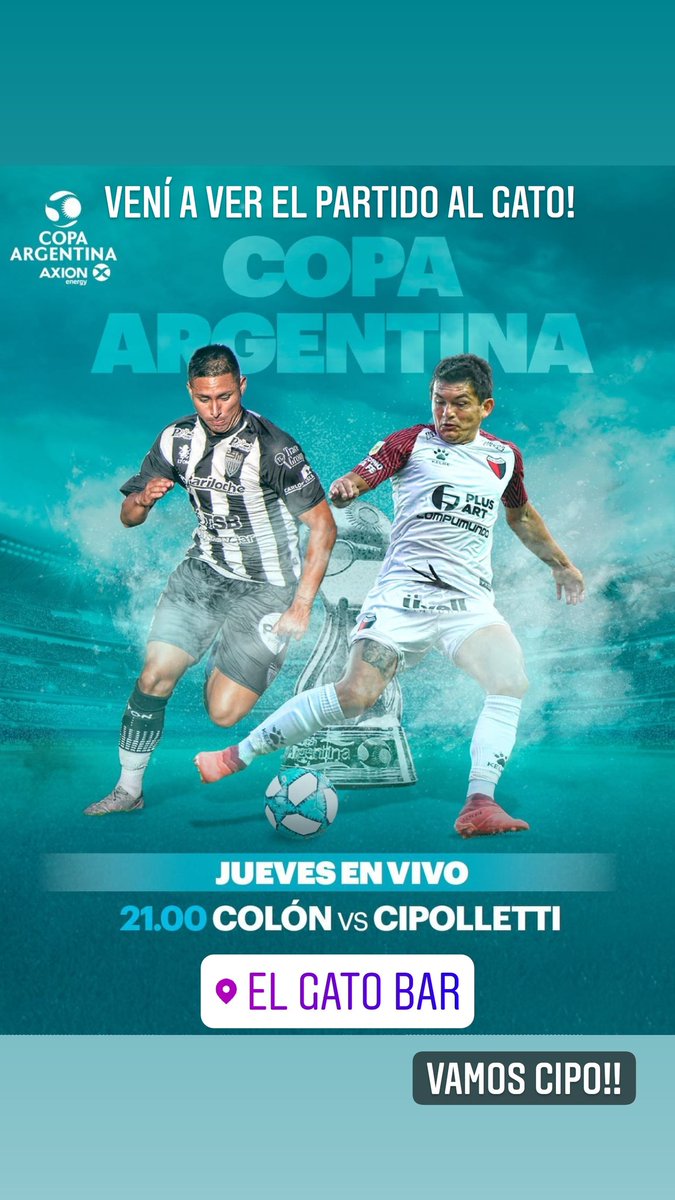 hoy juega cipo!! el partido lo pasamos en el gato!