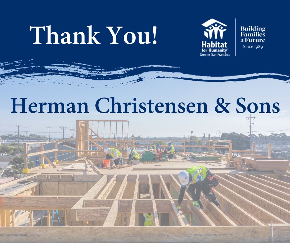 This #ThankyouThursday we're sending gratitude out to Herman Christensen & Sons, a corporate partner in #RealEstate based out of San Mateo County.
We're incredibly grateful to them for joining us to build brighter futures for families in our region!
#BuildingCommunity https://t.co/VShUbzIugh