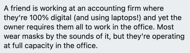 Accountants working on laptops definitely can't do so from home