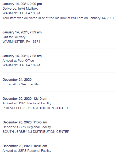 vartan84's tweet photo. Mailed a small package on December 18 to go an hour away. What the hell happened?? @USPS #damndejoy #trumpmail #byetrump #USPSdelays https://t.co/dtkZ22A5xk